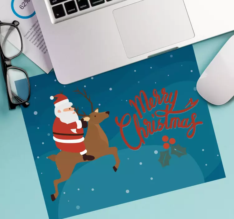 Santa claus with reindeer christmas mousepad - TenStickers