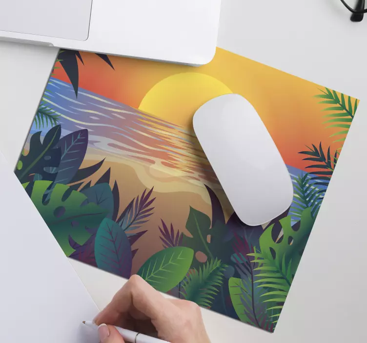 Tropical Sunset Oasis original mouse pad - TenStickers