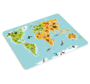 World map mouse pad colorful animal map - TenStickers