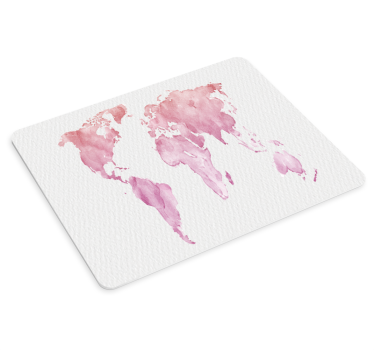 World map mouse pad pink watercolor design - TenStickers