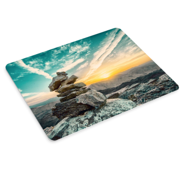 World map mouse pad cairn stack sunset - TenStickers