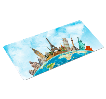 World famous monuments map XXL mouse mat - TenStickers