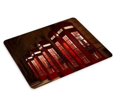World map mouse pad with red telephone booths - TenStickers