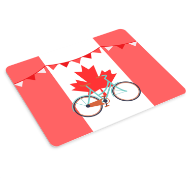 World map mouse pad bicycle with maple leaf - TenStickers