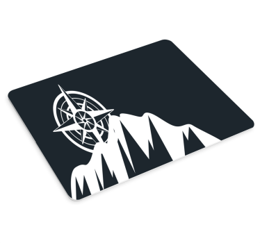 World map mouse pad compass over mountains - TenStickers