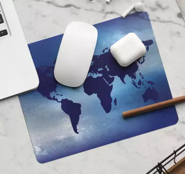 Blue themed  map mouse mat - TenStickers