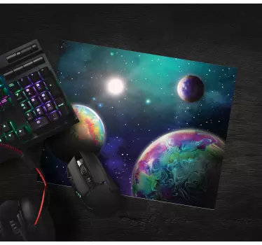 Colorful Cosmic Orbs world map mouse pad - TenStickers