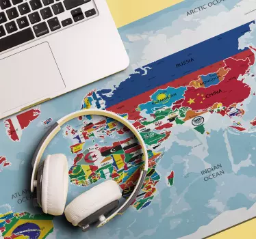 Flag world map XXL vinyl mouse pad - TenStickers