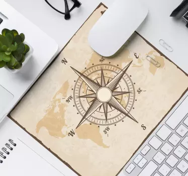 Vintage compass with world map mouse mat - TenStickers