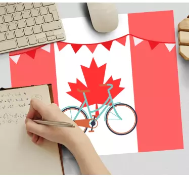 World map mouse pad bicycle with maple leaf - TenStickers