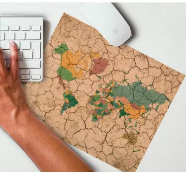 World map mouse pad cracked earth design - TenStickers