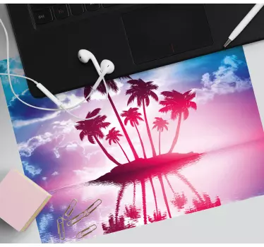 World map mouse pad tropical island reflection - TenStickers