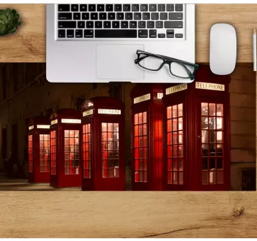 World map mouse pad with red telephone booths - TenStickers