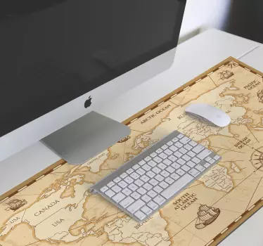 World map vintage vinyl XXL mouse pad - TenStickers