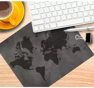 Worldmap grey tones map mouse mat - TenStickers