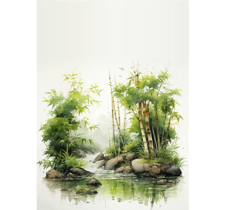 Zen bamboos and water fountain bathroom roller blind - TenStickers