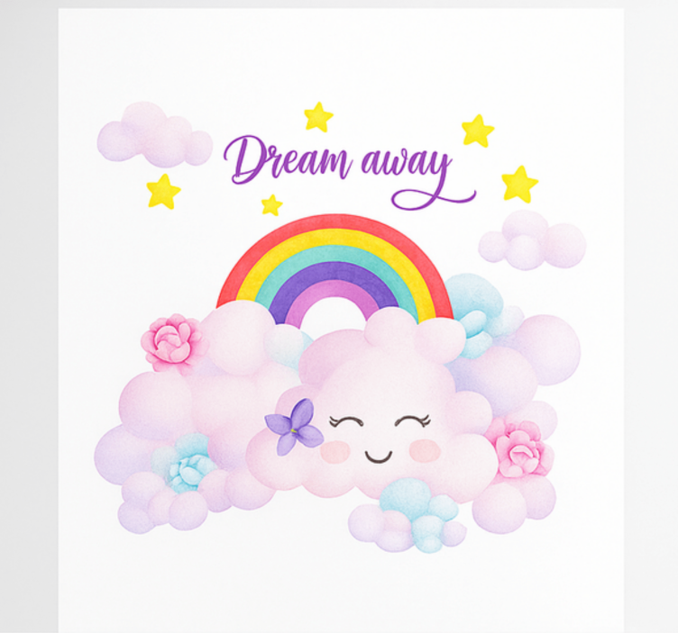 Pink clouds and rainbow kids roller blind - TenStickers