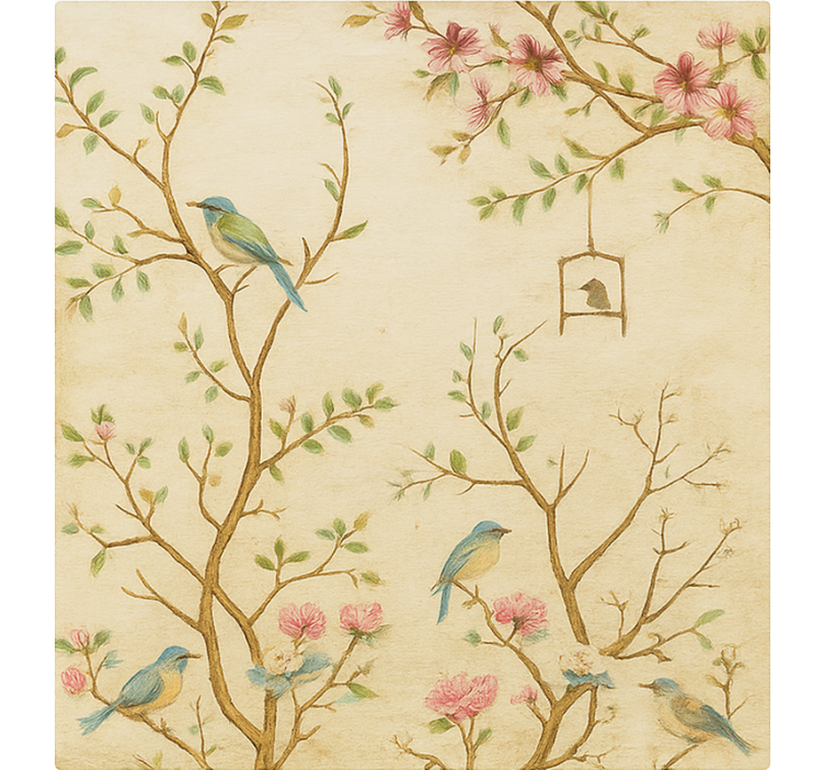 Birds blossoms branches kids roller blind - TenStickers