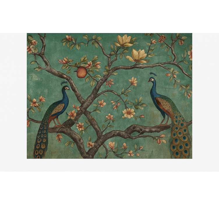 Ornate peacock tapestry living room roller blind - TenStickers