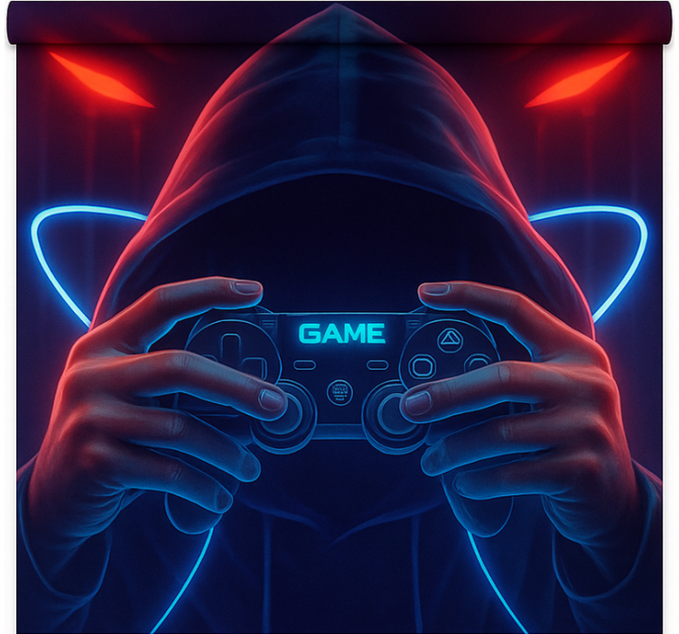 Hooded neon gamer  geek roller blind - TenStickers