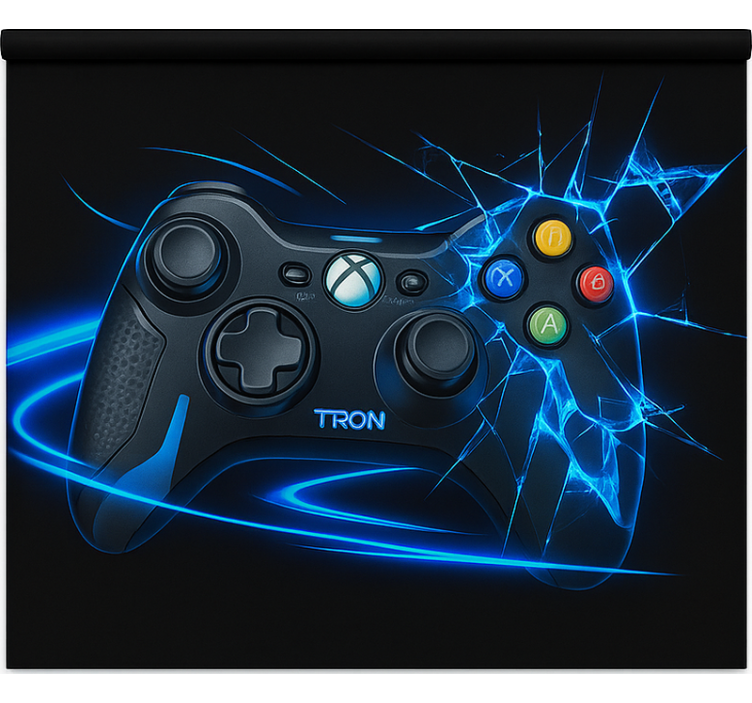 Shattered neon blue controller  geek roller blind - TenStickers
