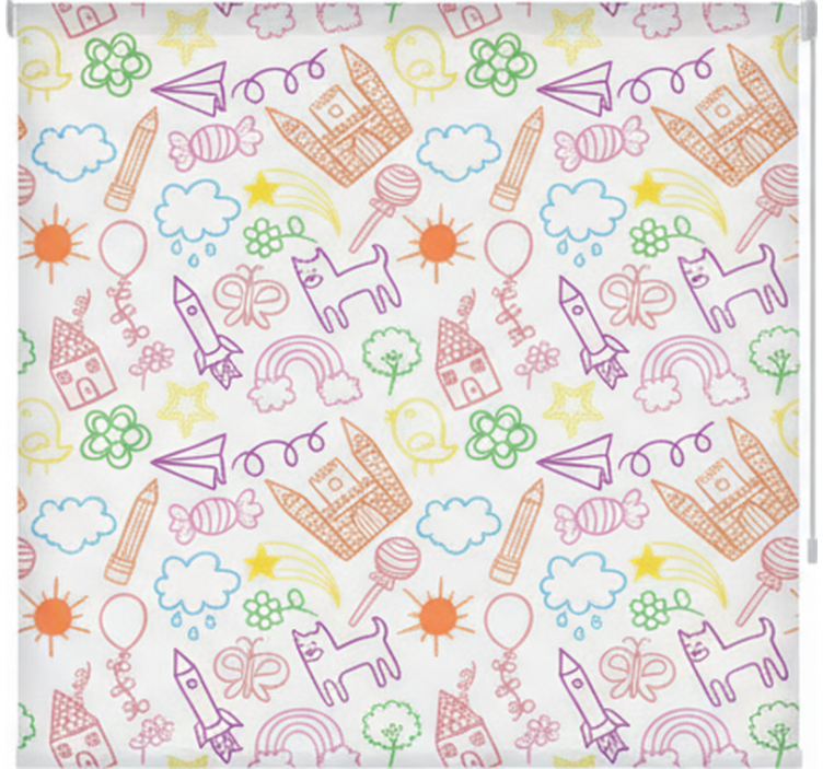 Skandinavian roller blind with playful doodle print - TenStickers