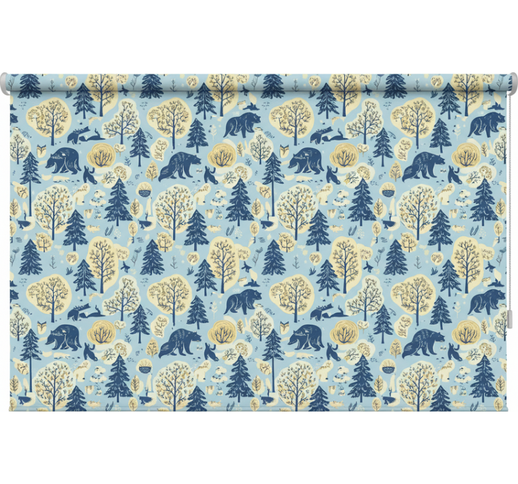 Skandinavian roller blind bear in scandinavian woods - TenStickers