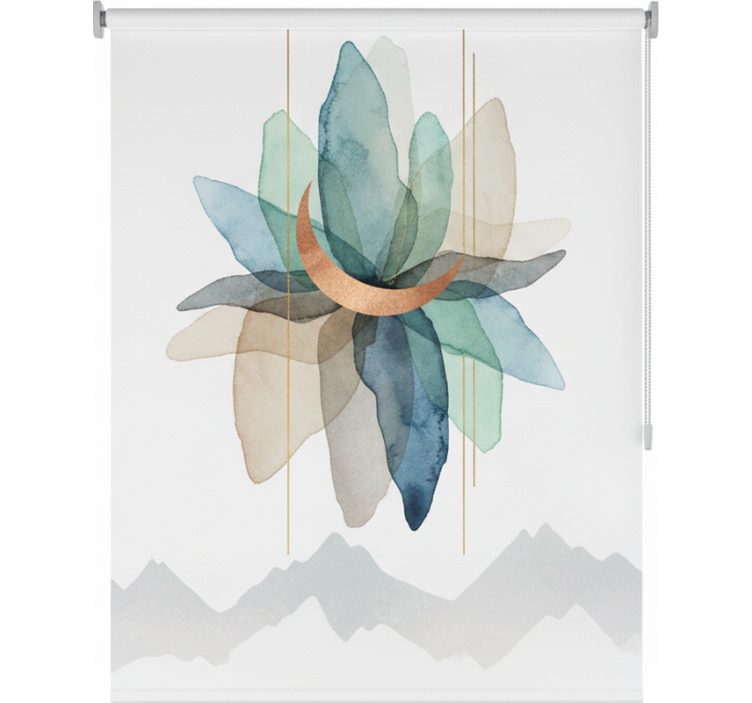 Skandinavian roller blind abstract colorful mountain scene - TenStickers