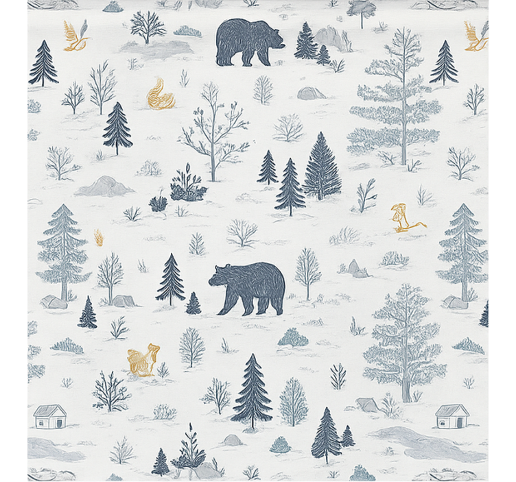 Scandinavian roller blind bear in scandinavian woods - TenStickers