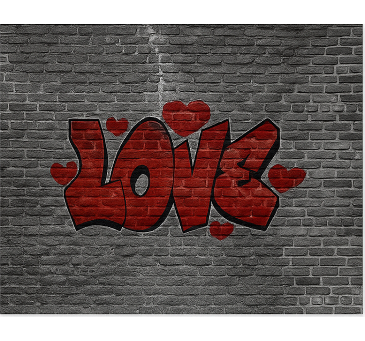 Modern roller blind love on brick wall - TenStickers