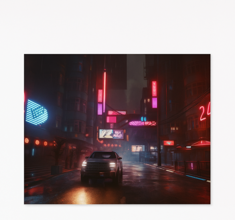 Teenage roller blind dystopian night cityscape - TenStickers