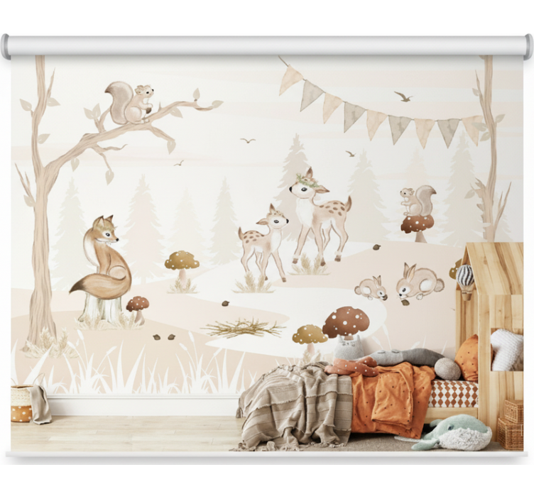 Whimsical woodland nursery tree roller blind - TenStickers