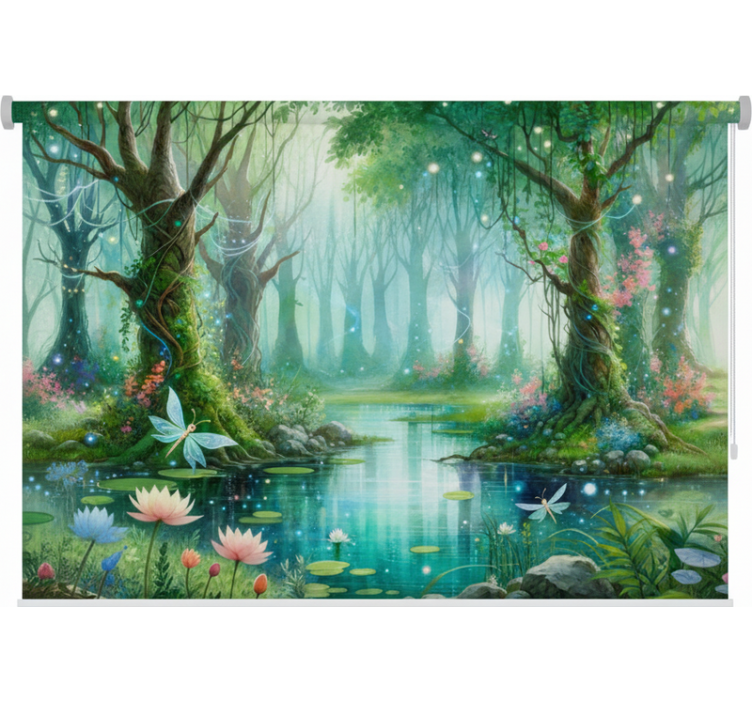Tree roller blind whimsical fairy mural - TenStickers