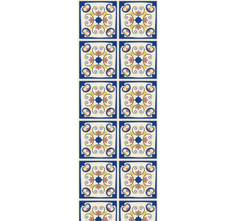Kitchen roller blind pink flowers portuguese tile - TenStickers