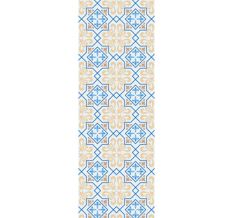 Kitchen roller blind with blue lines portuguese tile pattern - TenStickers