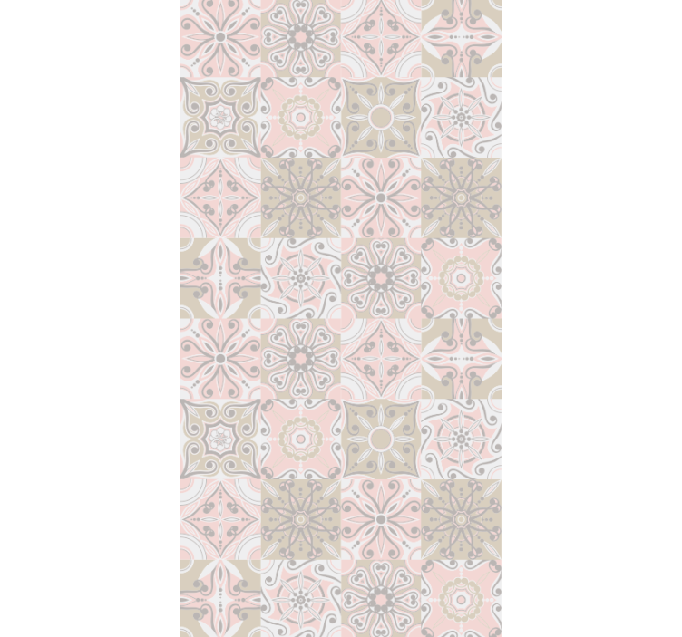 Kitchen roller blind in pink and grey tile - TenStickers