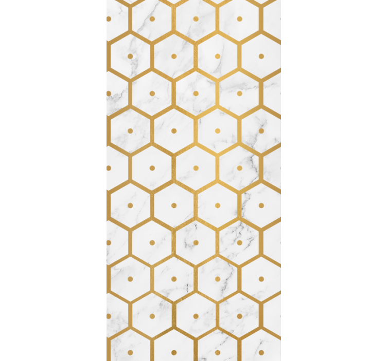Dining room roller blind with hexagonal gold marble - TenStickers