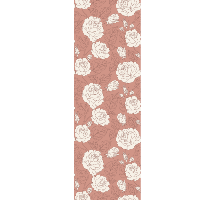 Dining room roller blind in terracotta big roses - TenStickers