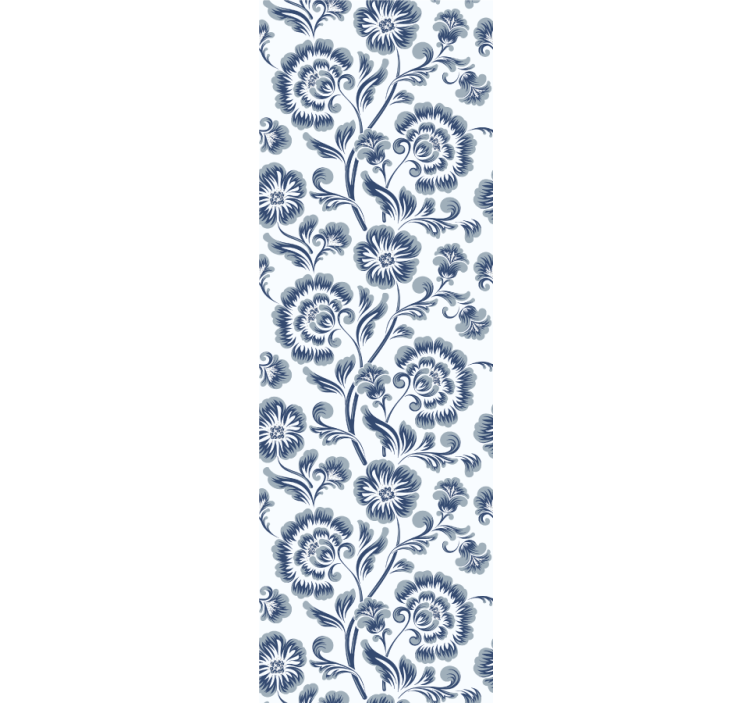 Dining room roller blind with blue floral design - TenStickers