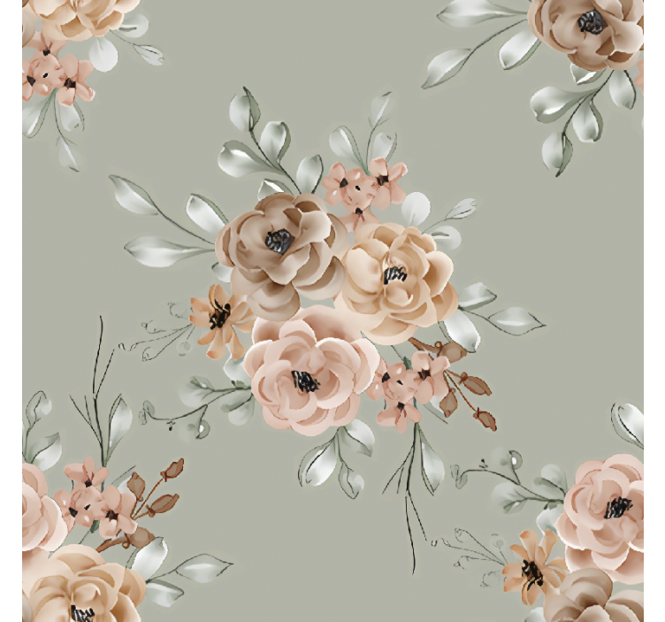 Dining room roller blind vintage roses on mint green - TenStickers