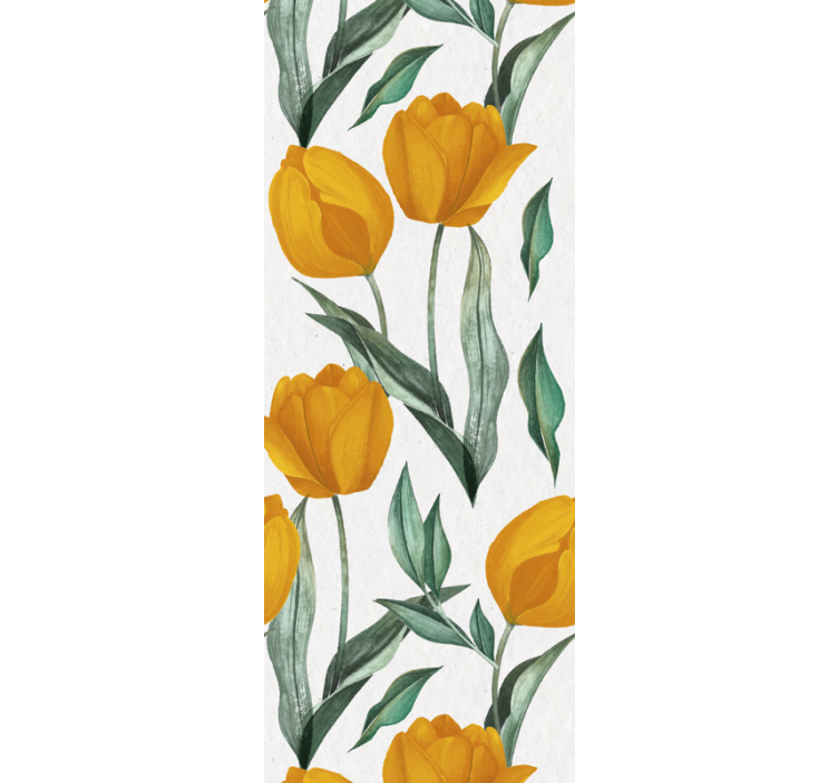 Dining room roller blind yellow tulips oil painting - TenStickers