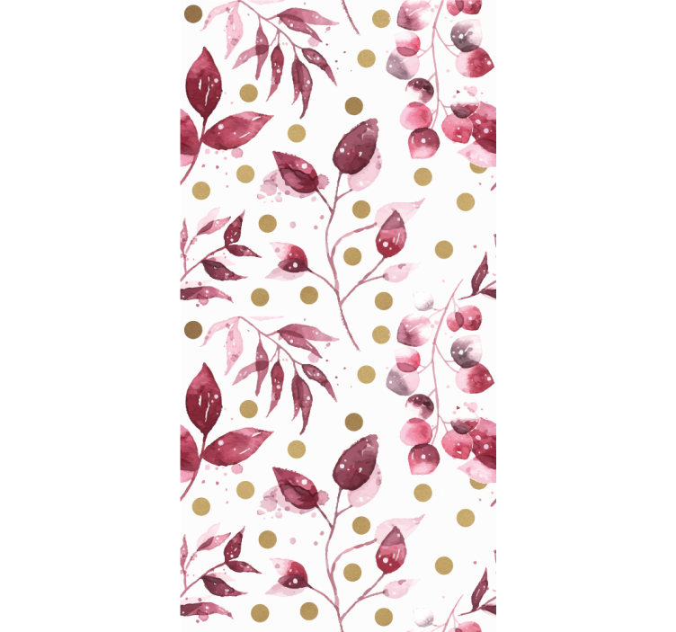 Burgundy leaves with golden dots dining room roller blind - TenStickers