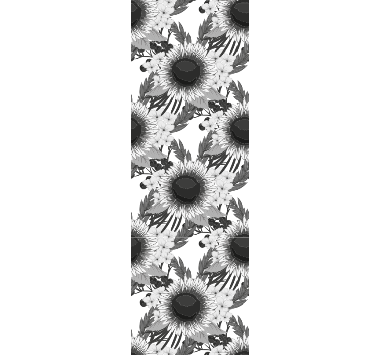 Dining room roller blind black and white sunflowers - TenStickers