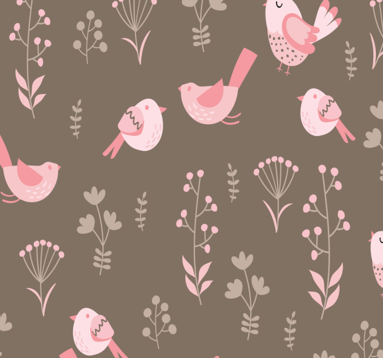 Dining room roller blind with vintage pink birds - TenStickers