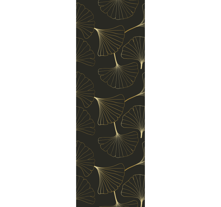 Office roller blind ginkgo leaves charcoal gold - TenStickers