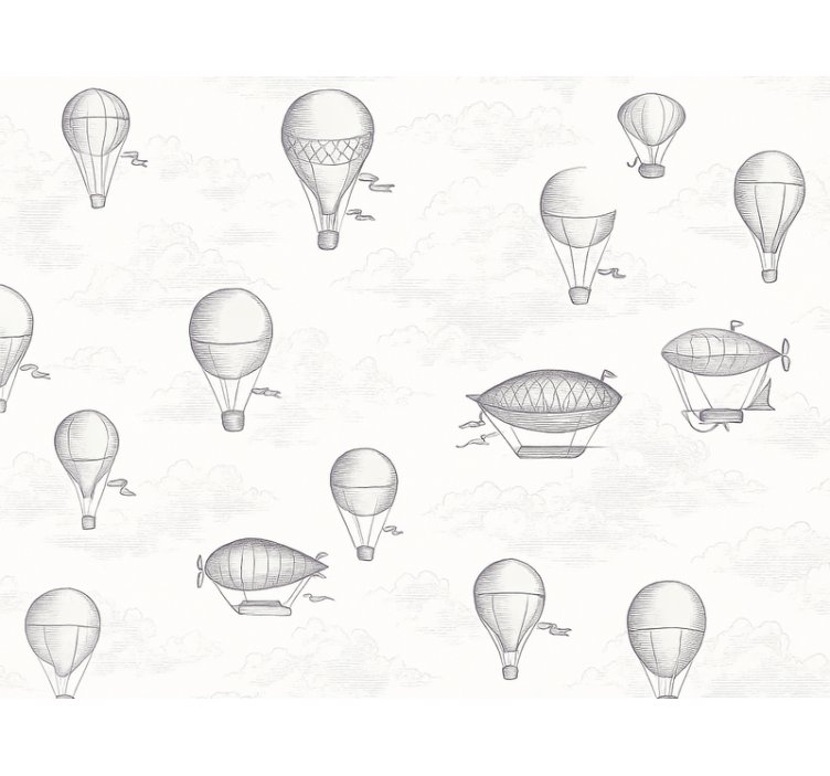 Grey roller blind vintage skies and airships - TenStickers