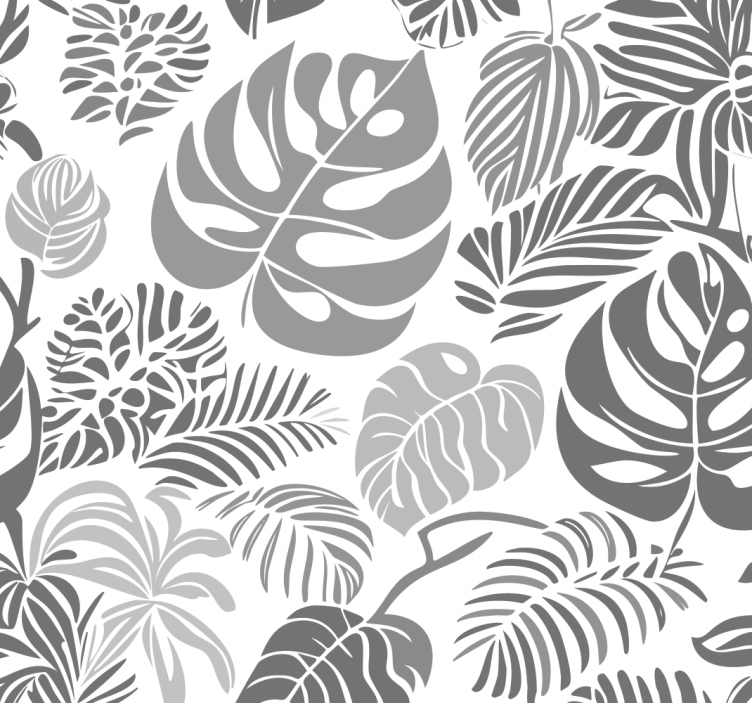Grey roller blind with monstera leaves pattern - TenStickers