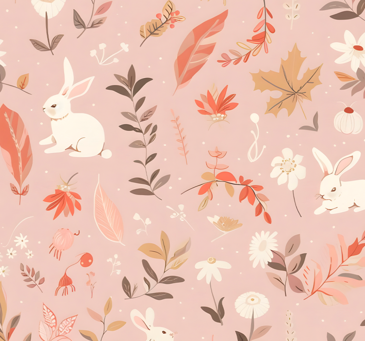 Pink roller blind with autumn forest design - TenStickers
