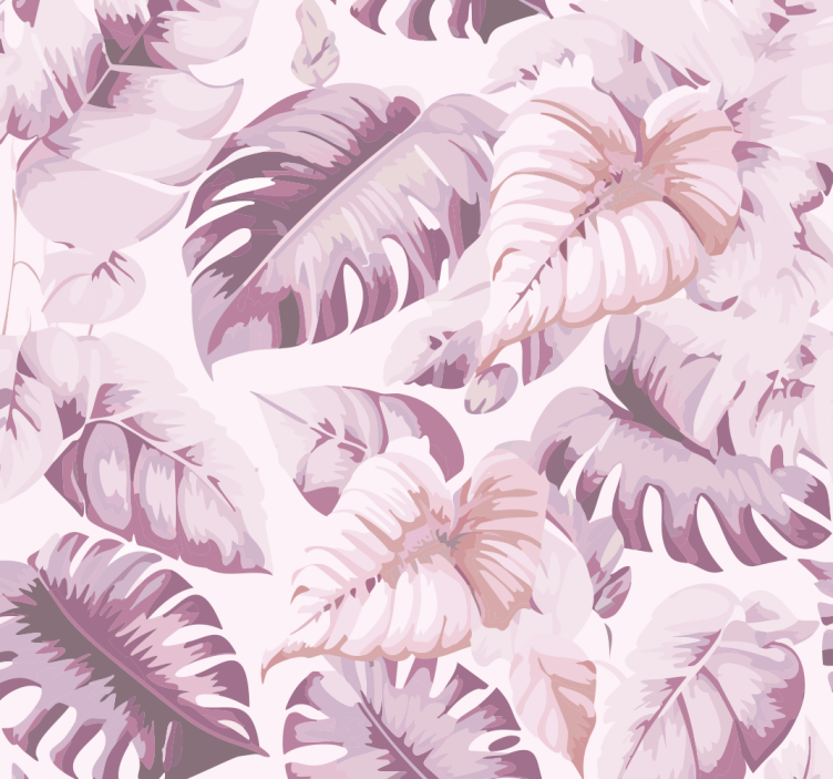 Pink roller blind with large tropical leaves - TenStickers