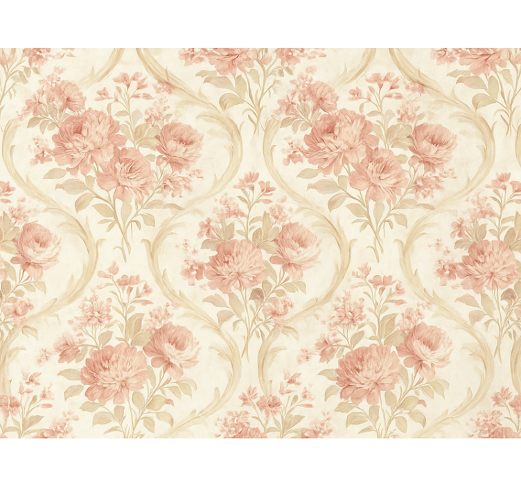 Pink roller blind vintage light washed flowers design - TenStickers
